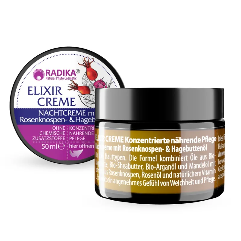 Bioherba Elixír nočný krém s ružovými púčikmi a šípkovým olejom - 50 ml -