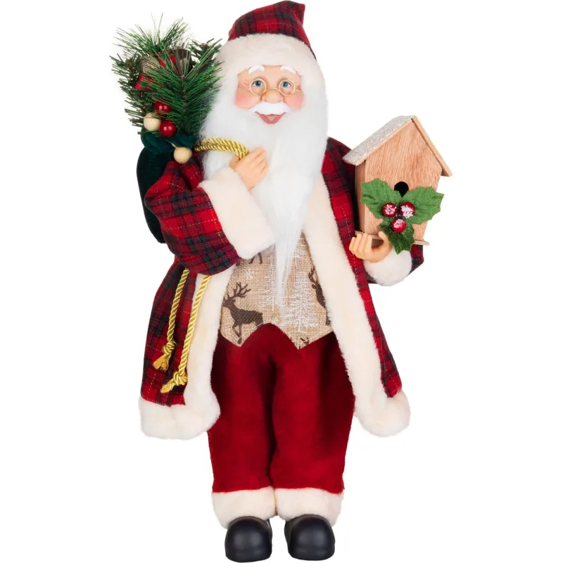 Dekorácia MagicHome Vianoce, santa, textil, červený, 16x26x45 cm