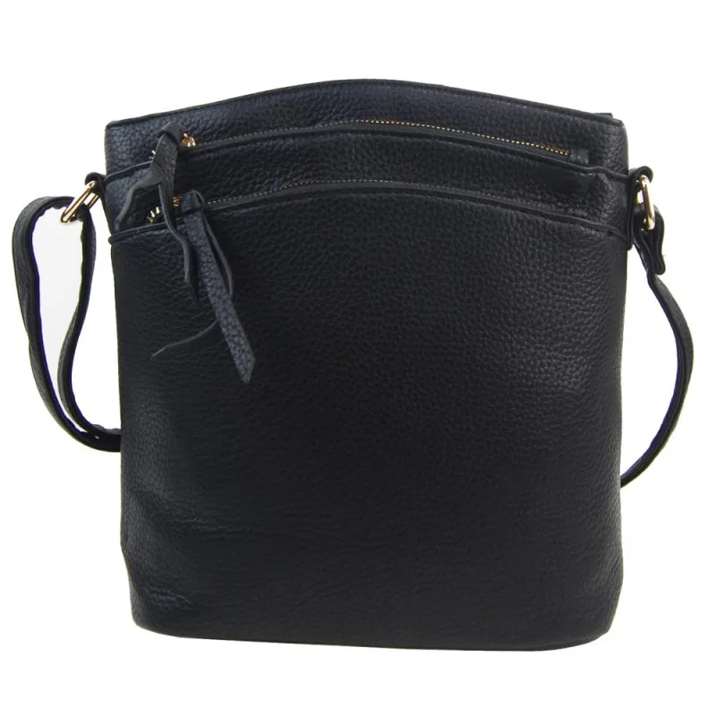 INT. COMPANY Čierna dámska crossbody kabelka so zlatými doplnkami