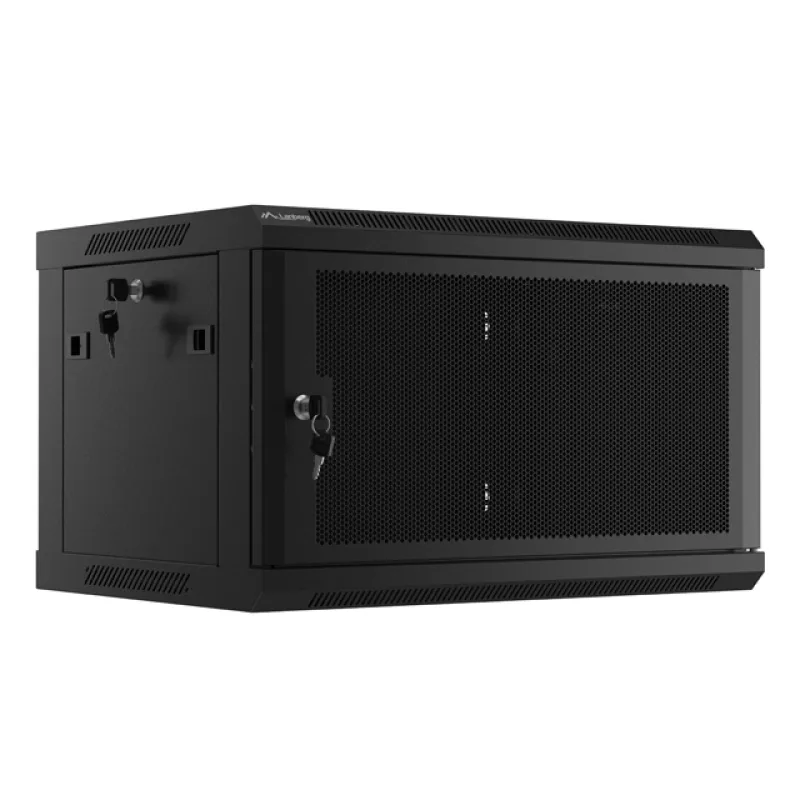 LANBERG 19" RACKOVÁ SKŘÍŇ PRO MONTÁŽ NA STĚNU 6U/600X450 S PERFOROVANÝMI DVEŘMI ČERNÁ-PLOCHÉ BALENÍ WF01-6406-23B