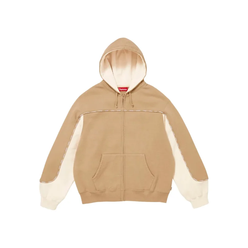 Supreme Piping Zip Up Hooded Sweatshirt Brown Dark Tan - L