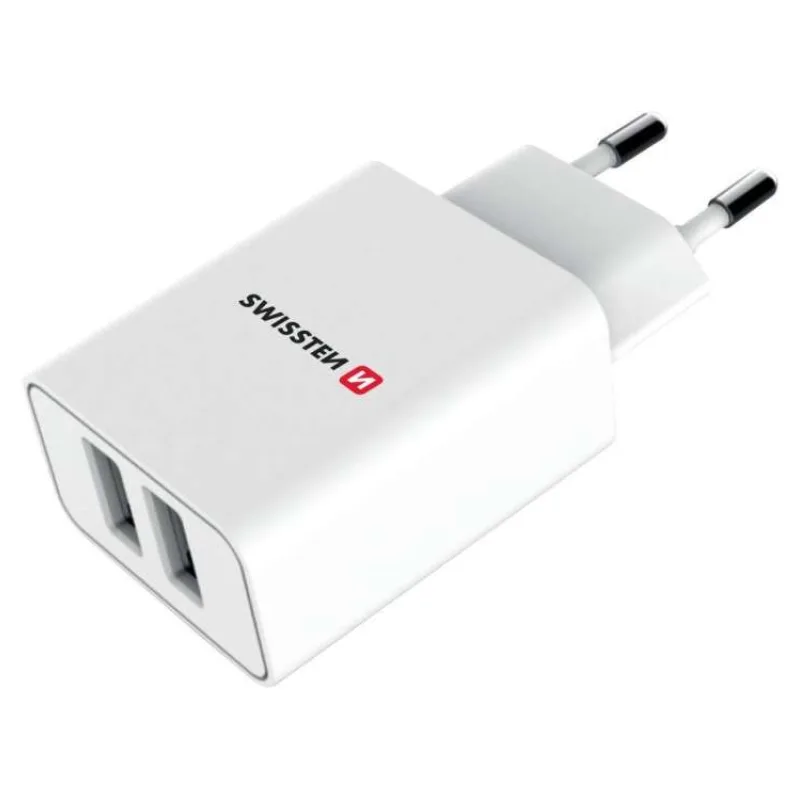 SWISSTEN SÍŤOVÝ ADAPTÉR SMART IC, CE 2x USB 2,1 A POWER BÍLÝ (22034000)