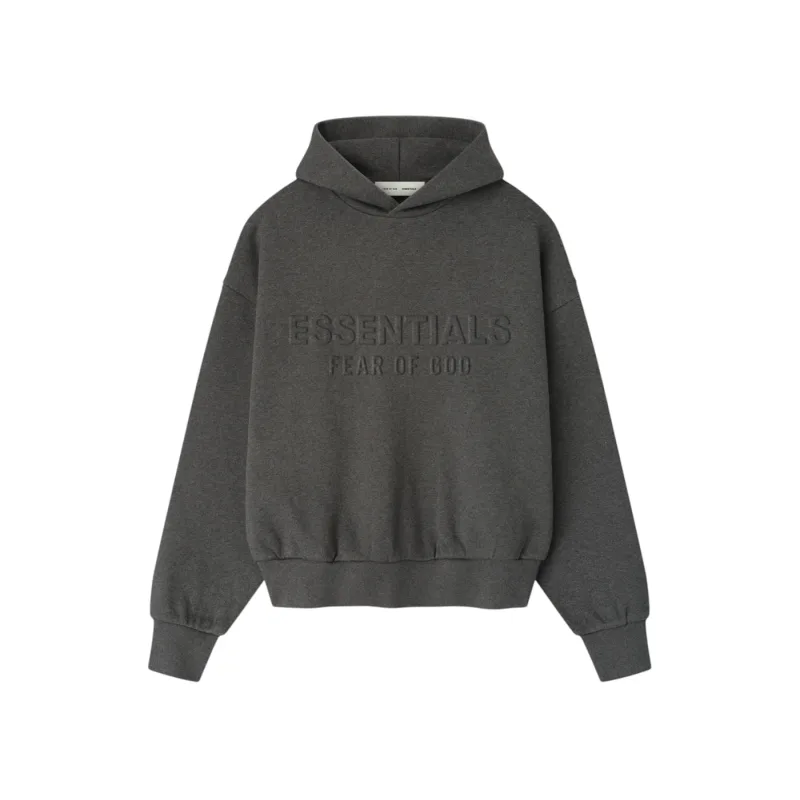 Fear of God Essentials Embossed Essentials Classic Hoodie Charcoal Heather Black - XS