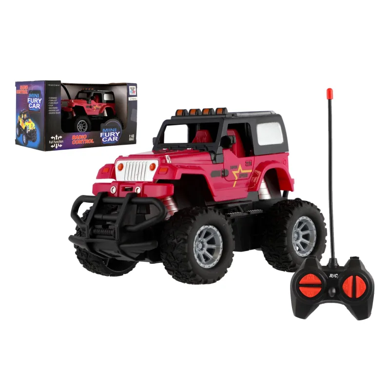 Teddies Auto RC terénne 14cm plast 27MHz na batérie so svetlom ružové v krabici 20x11x10cm