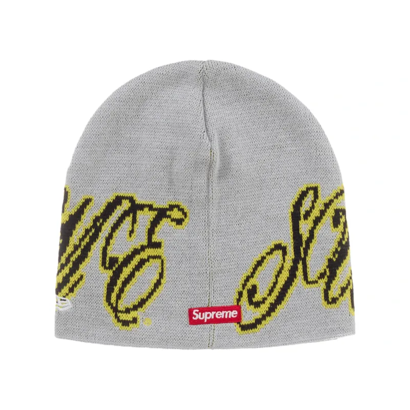 Supreme New Era Cursive Beanie Heather Grey - OS