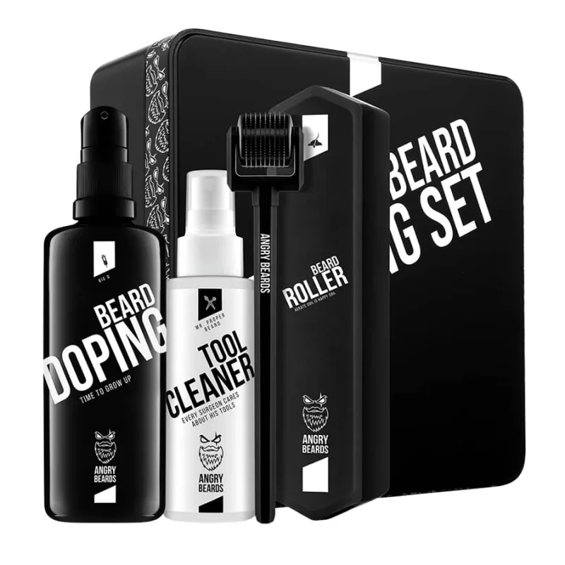 Súprava pre rast fúzov ANGRY BEARDS - Roller + Doping BIG D