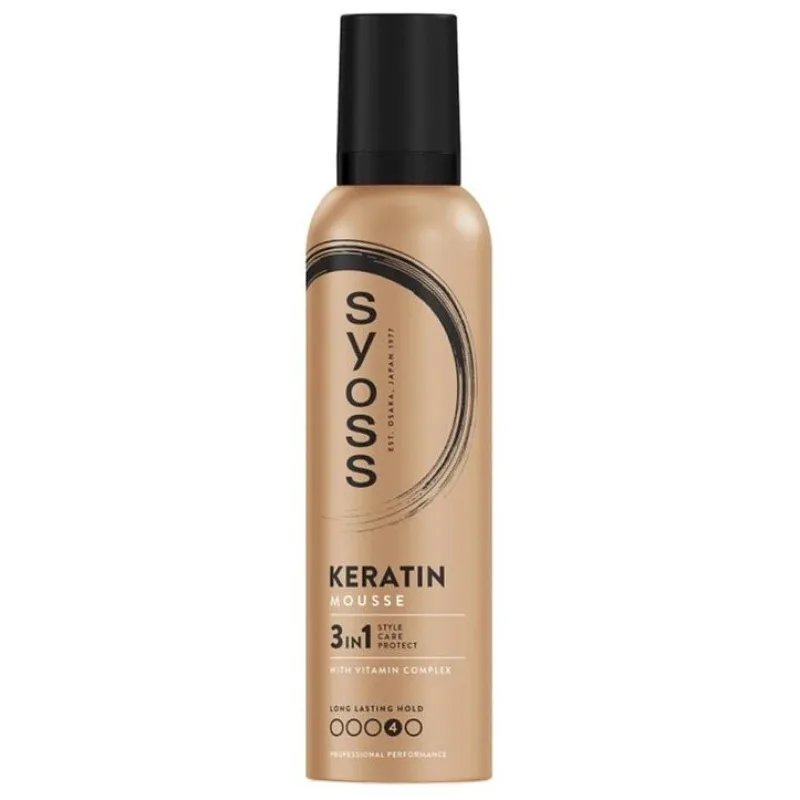 SYOSS Professional KERATIN Mousse penové tužidlo - extra silná pružná fixácia vlasov 250ml