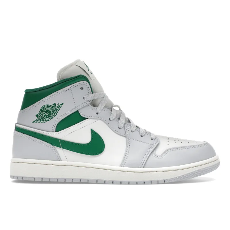 Jordan 1 Mid White Pure Platinum Pine Green - 44.5