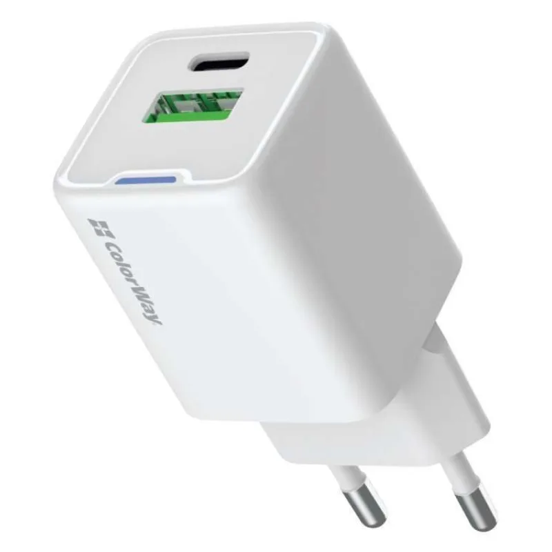 COLORWAY 1x USB-C/ síťová nabíječka/ GaN/ PD/ PPS/ QC/ 35W/ Bílá (CW-CHS055PD-WT)