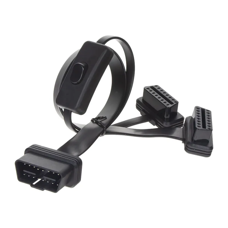 OBD07 Konektor OBD2 odbočka 1 samec / 2 samice / 1x vypínač