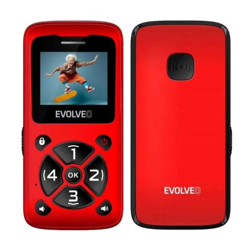 EVOLVEO EasyPhone ID, mobilný telefón pre seniorov, červená (EP-400-IDR)