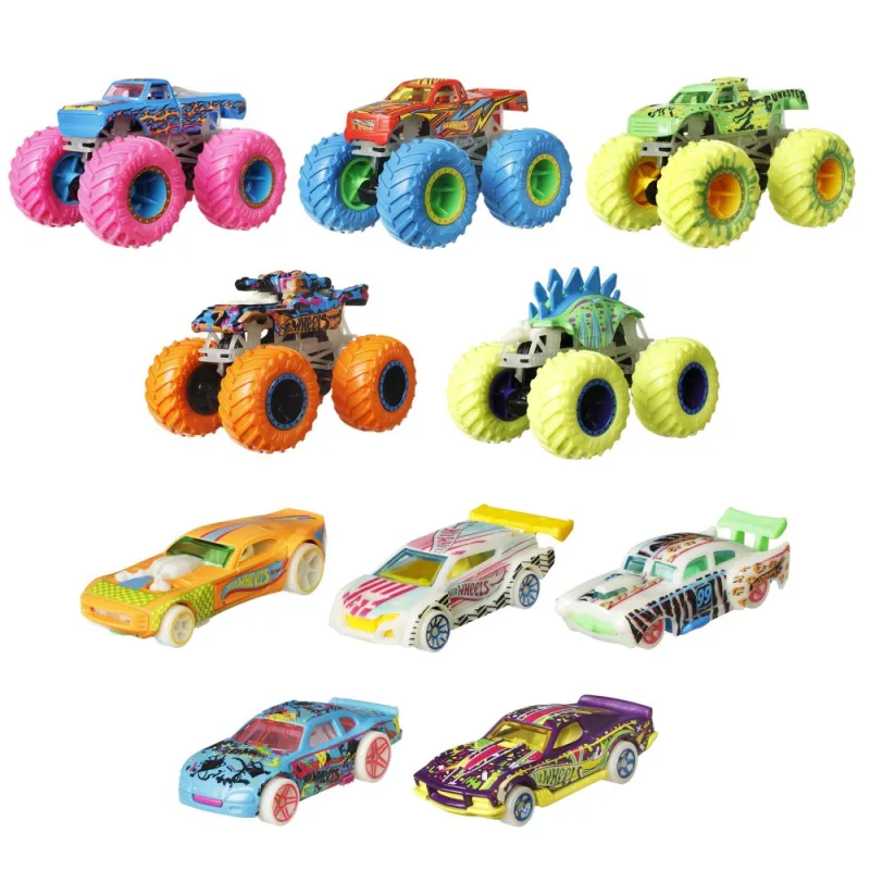 Mattel Hot Wheels MONSTER TRUCKS SVETIELKUJÚCE V TME ANGLIČÁK & TRUCK ASST