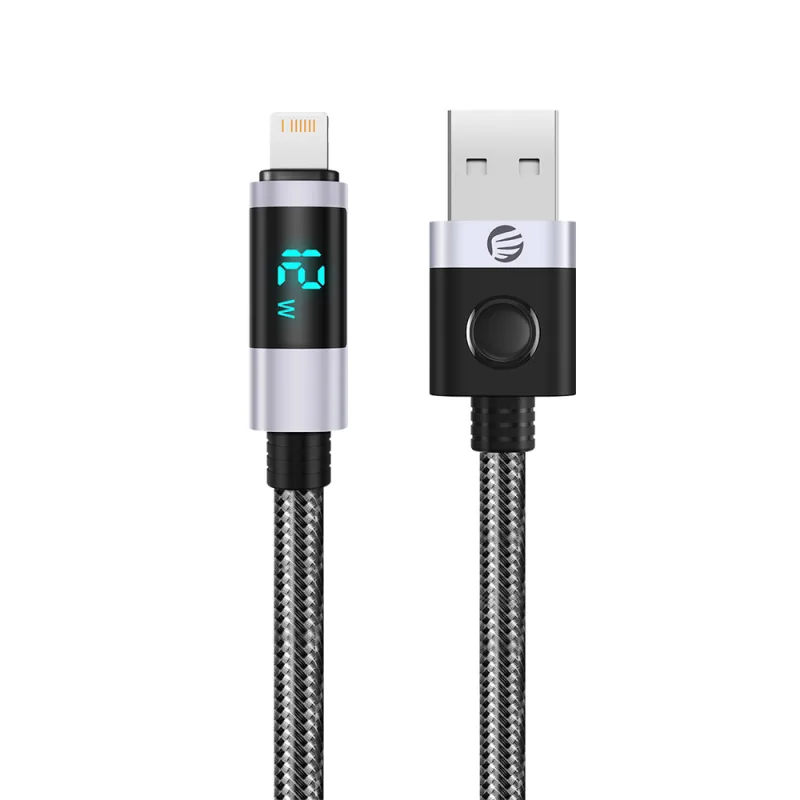 Orico LDA2L USB-A to Lightning kábel 12 W s LED displejom 0,5 m – čierny a strieborný