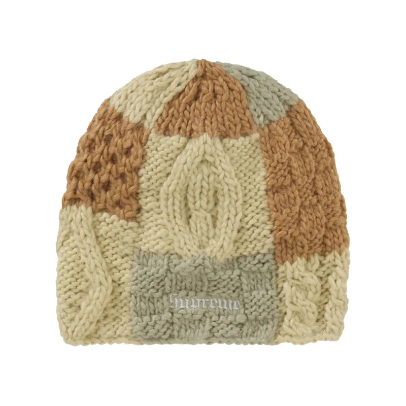 Supreme Block Knit Beanie Tan Brown Beige - OS