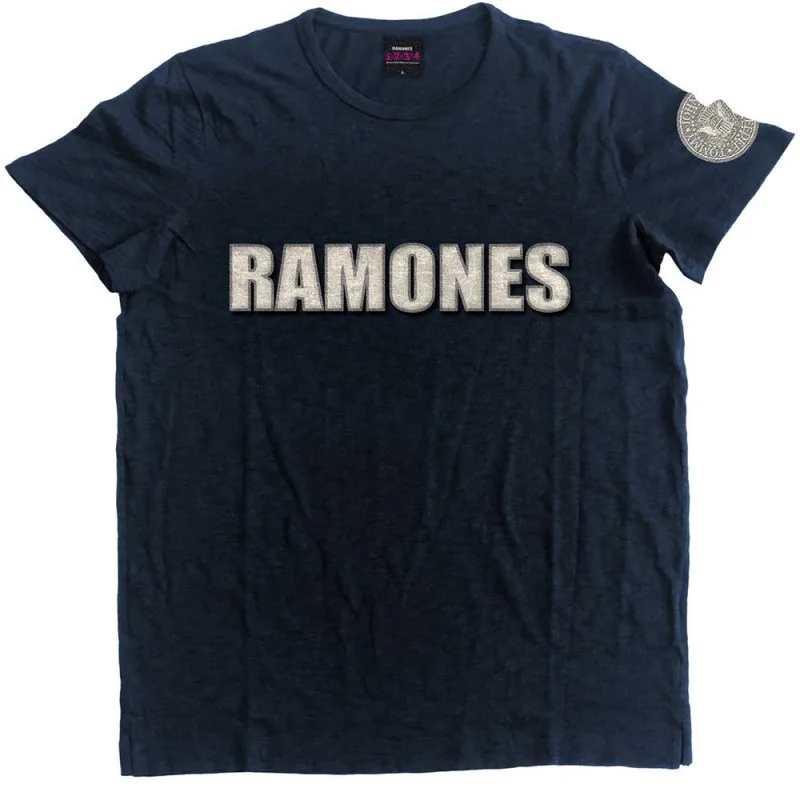 Ramones - Logo and Presidential Seal Applique (Navy Blue) (Embellished) (tričko)