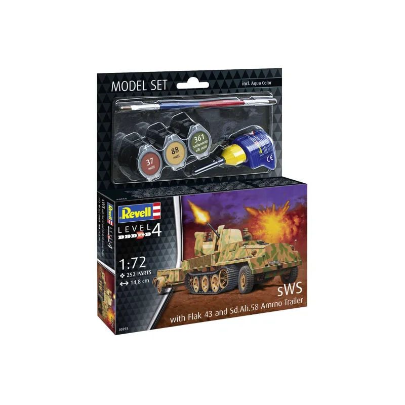 Revell ModelSet military 63293 sWS with Flak43 and Sd.Ah58 Ammo Trailer (1:72)