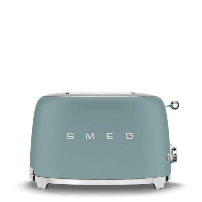 Smeg TSF01EGMEU toustovač / topinkovač, 2 toasty, 6 úrovní opékání, zásuvka na drobky, styl. 50. let, smaragdově zelená (TSF01EGMEU)