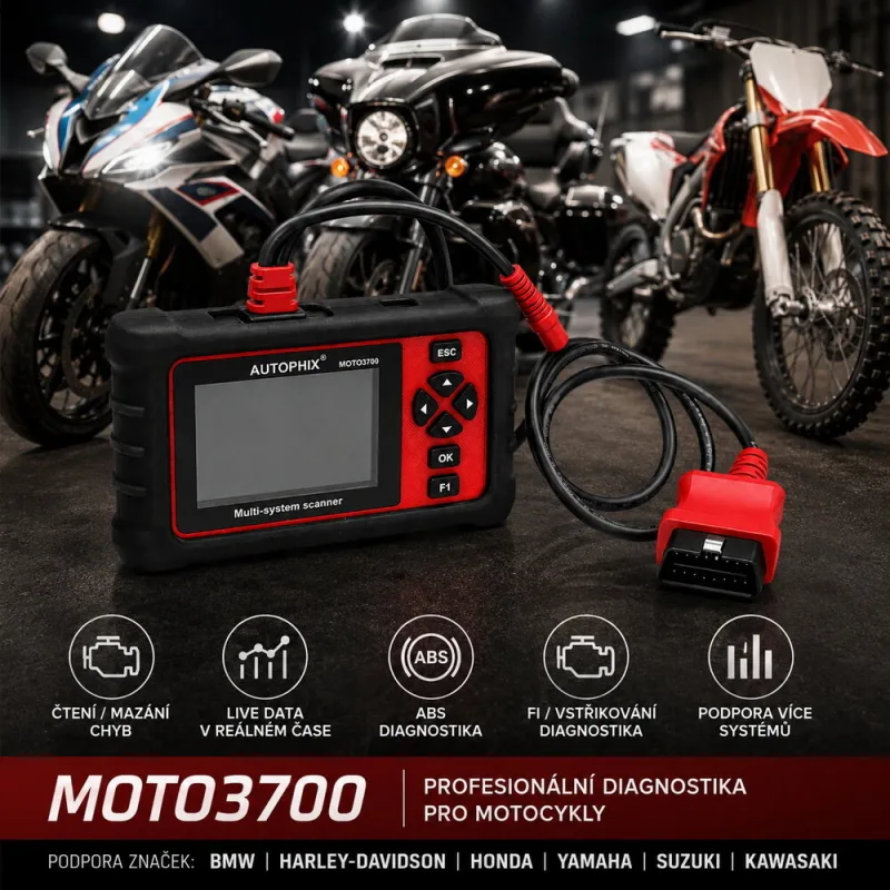Motodiagnostika Autophix MOTO3700 OBDII pro BMW, Harley, Honda, Yamaha, Suzuki, Kawasaki 35894obd