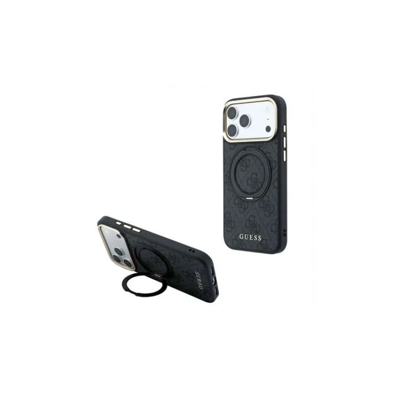 Guess PU 4G Ring Stand MagSafe kryt iPhone 18 Pro čierny (57983131197)