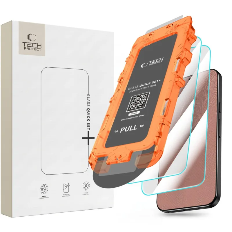 Tvrdené sklo Tech-Protect Quick Set+ v dvoch baleniach pre Google Pixel 9 / 9 Pro / 10 / 10 Pro / 11 / 11 Pro