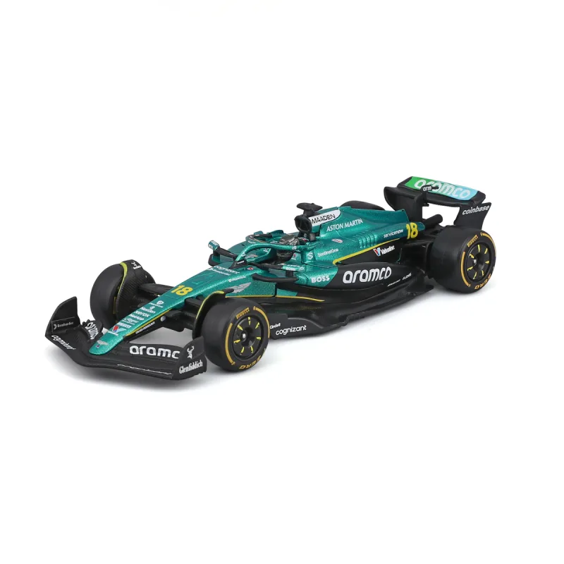 Bburago - RACE F1 v dekoratívnom boxe, Aston Martin AMR25 (2025), #18 Lance Stroll, 1:43