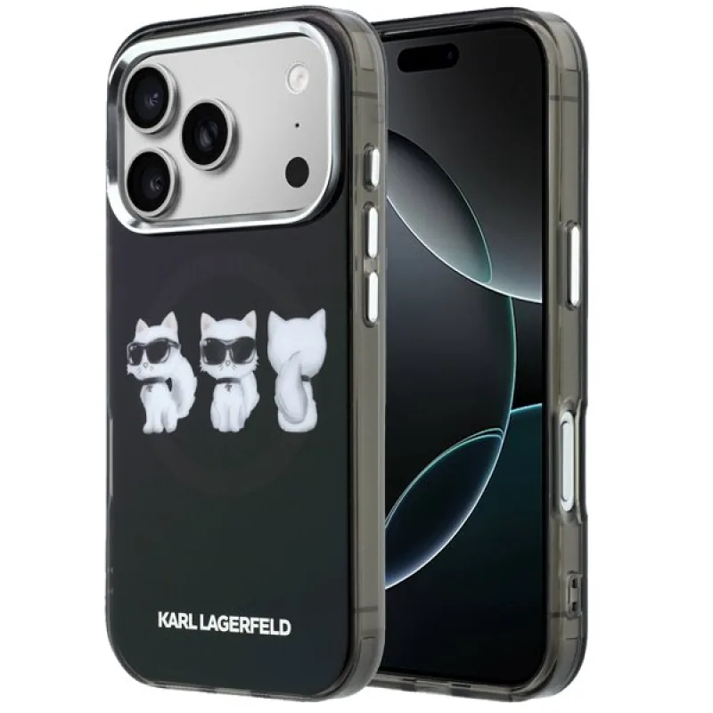Karl Lagerfeld IML Choupette Trio Watercolor MagSafe kryt iPhone 17 Pro čierny