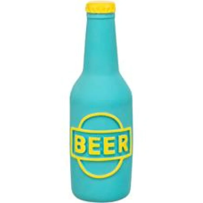 Beer bottle - pivní lahev, latexová hračka se zvukem 12,5 cm, modrá 1 ks