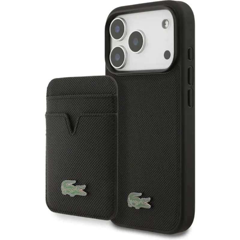 Lacoste Iconic Petit Pique MagSafe kryt + peňaženka iPhone 17 Pro čierny