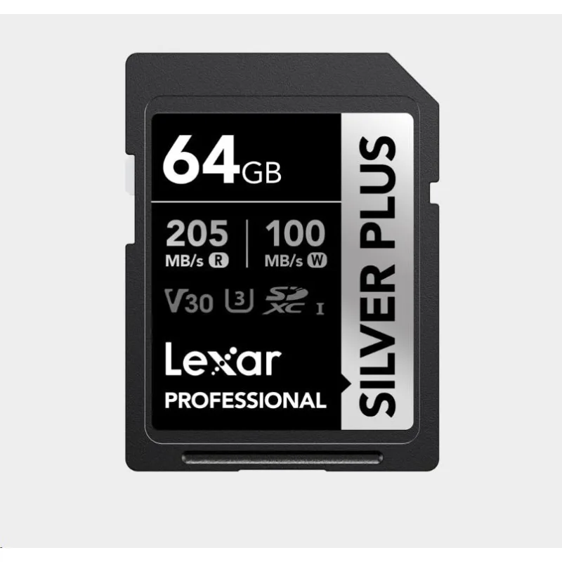 Lexar 64GB Pro SILVER PLUS SDXC C10 V30 U3 LSDSIPL064G-BNNNG
