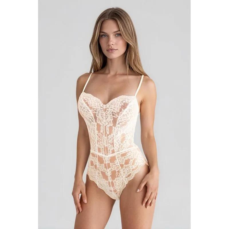 Luxusné čipkované body Phuket ecru M