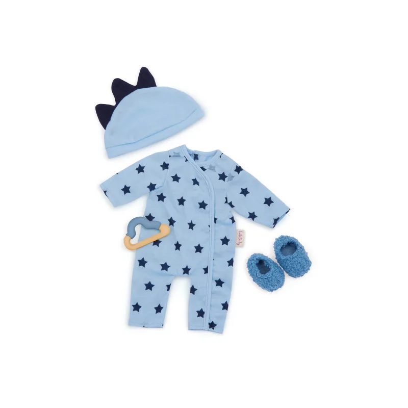 LullaBaby Overal pre bábiky modrý s doplnkami