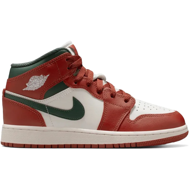 Jordan 1 Mid Redstone Midnight Green (GS) - 38.5
