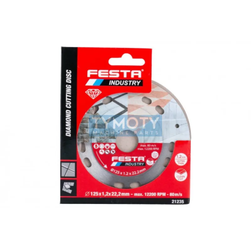 Kotúč diamantový rezný plný 125x1,2x22,2 mm, FESTA INDUSTRY 21235