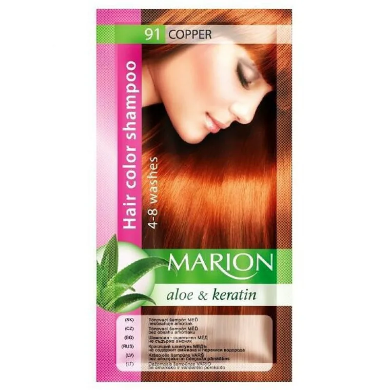 MARION Hair Color Shampoo 91 Copper - farebný tónovací šampón 40ml - medená