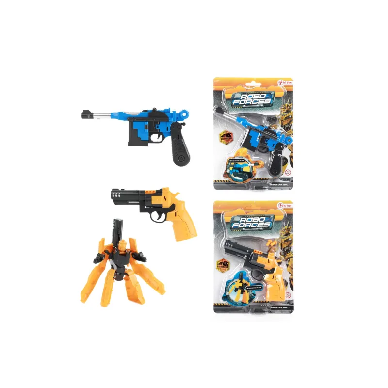 Teddies Transformer pištoľ/robot plast 14-16cm 2 farby na karte