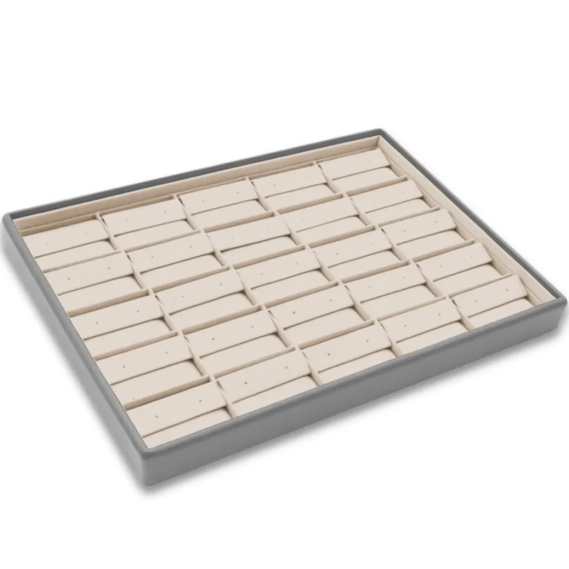 Šedobéžový prezentačný podnos na šperky - 25x náušnice / malé súpravy - 31,5 x 22,5 cm MINET XTJSB01