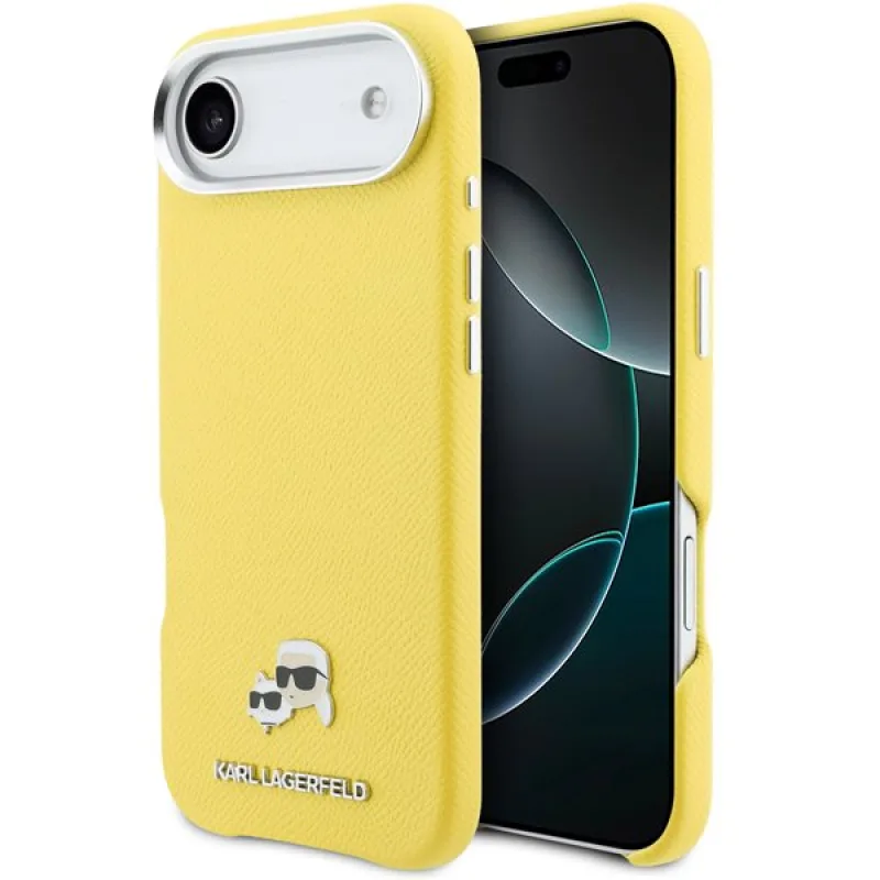 Karl Lagerfeld PU Karl and Choupette Heads Pins MagSafe kryt iPhone Air žltý