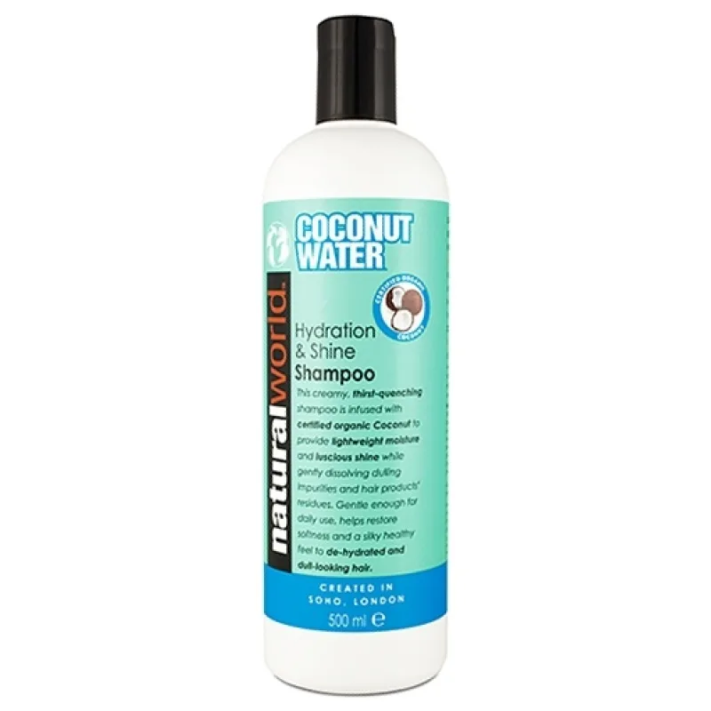 NATURAL WORLD COCONUT WATER Shampoo 500ml - kokosový šampón pre lesk vlasov