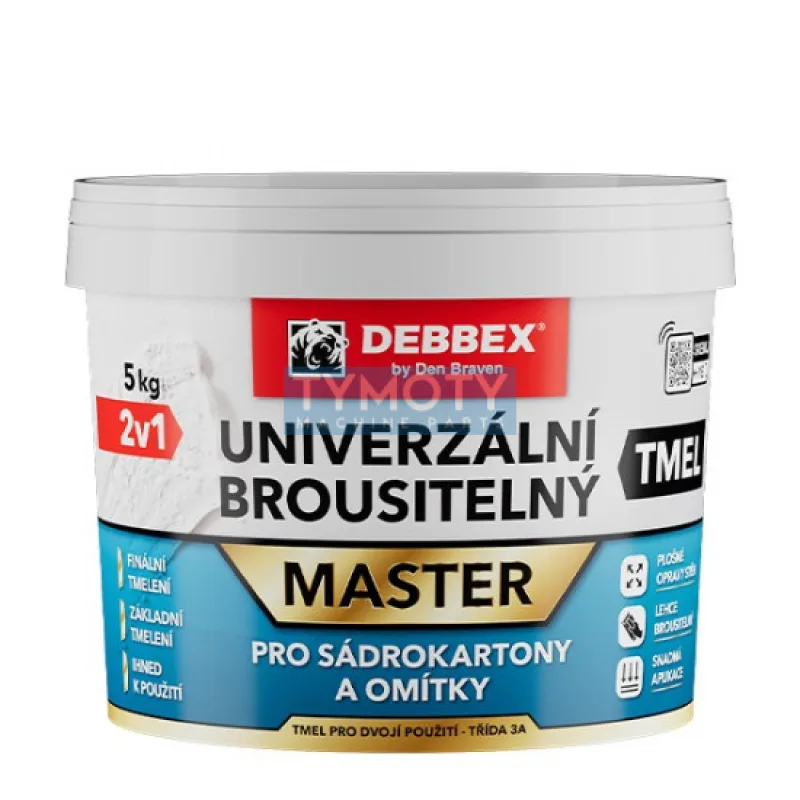 Debbex Univerzálny brúsiteľný tmel - 1,5 kg biela, téglik