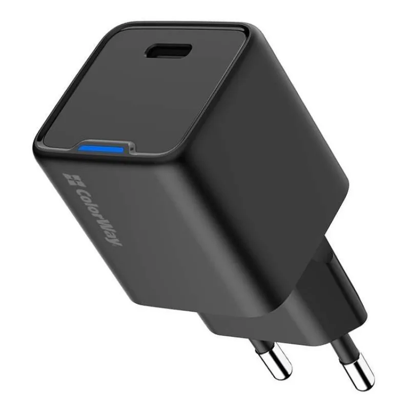 COLORWAY 1x USB-C/ síťová nabíječka/ GaN/ PD/ PPS/ 25W/ Černá (CW-CHS052PD-BK)