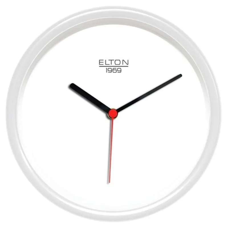 ELTON Kulaté plastové nástěnné hodiny české výroby Elton Pure – bílé E21.4769.00.163377