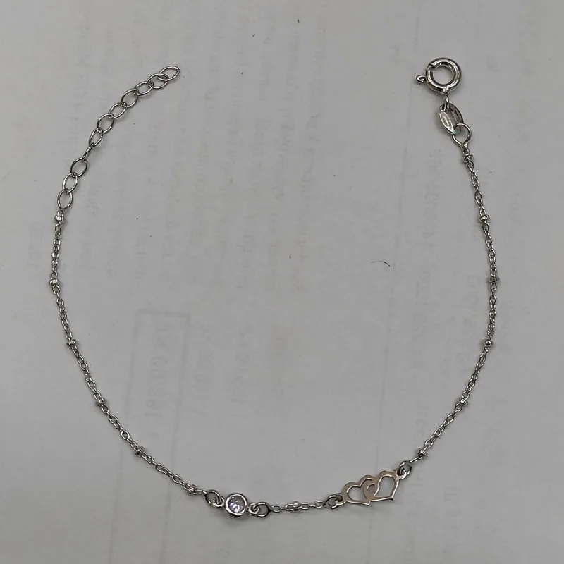 nár s CZ a dvěma srdíčky dĺžka náramku 16+3cm