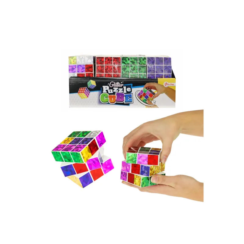 Teddies Kocka skladací hlavolam plast trblietavá 6,5x6,5cm v sáčku
