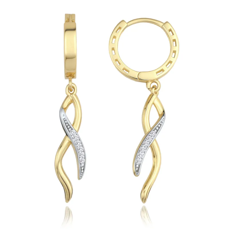 Elegantné zlaté náušnice s bielymi zirkónmi Au 585/1000 MINET JMG0312WGE, 2.35 g