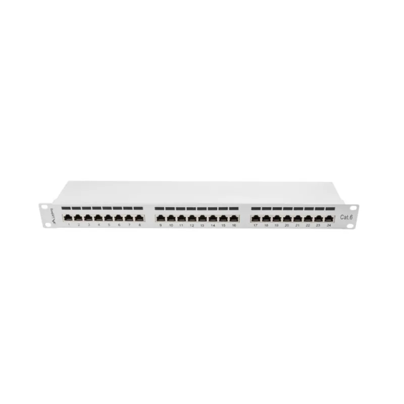 LANBERG PATCH PANEL 24 PORTŮ 1U 19" CAT.6 FTP STÍNĚNÝ ŠEDÝ PPS6-1024-S