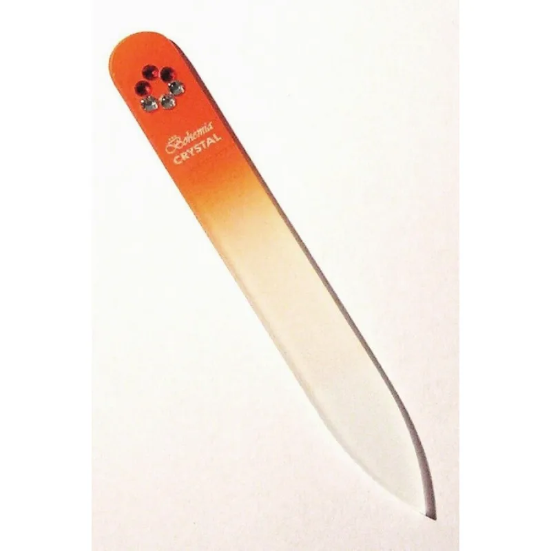 BOHEMIA CRYSTAL Sklenený pilník na nechty Swarovski - 90mm - oranžový