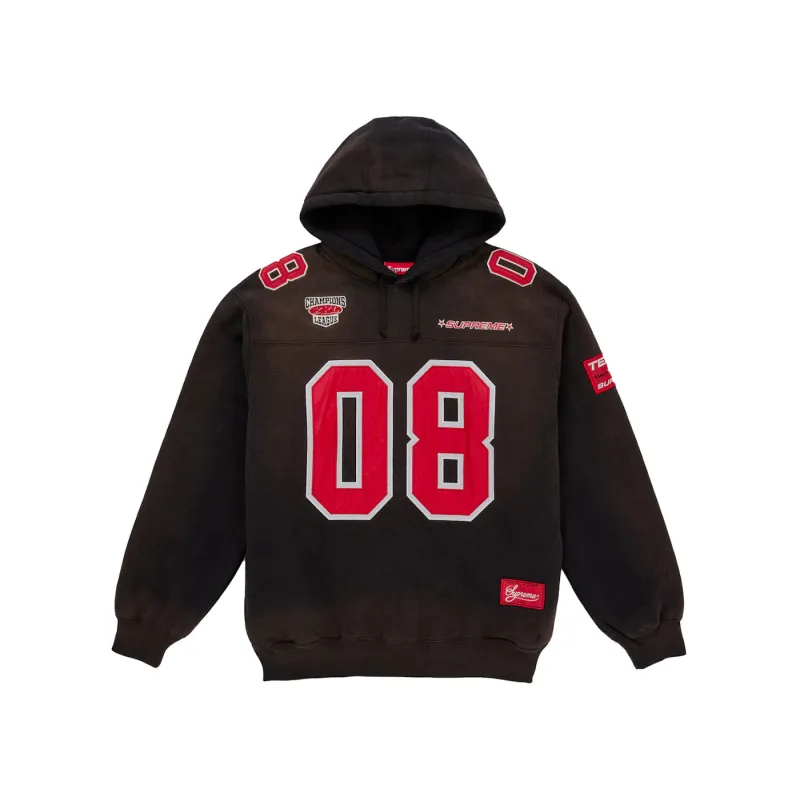 Supreme Football Jersey Hooded Sweatshirt Black - L