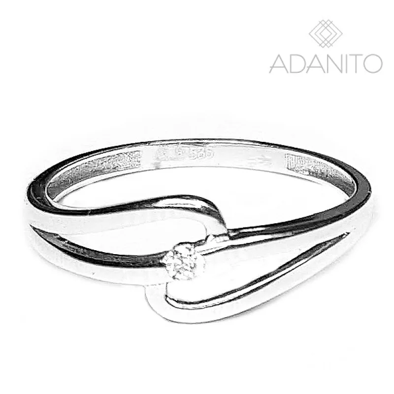 Zlatý prsteň z bieleho zlata so zirkónom ADANITO BRR0362S, 54, 1.40 g