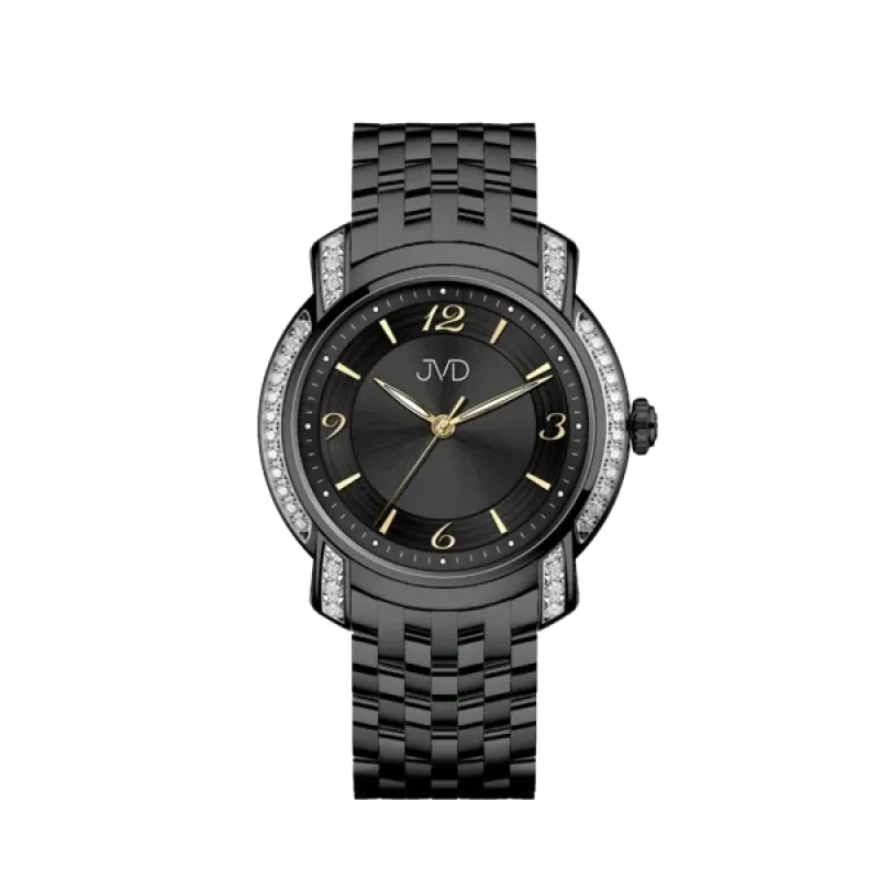 JVD Dámské náramkové černé elegantní šperkové hodinky JVD JG1042.4