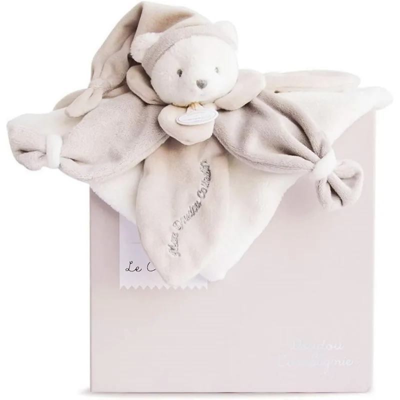 Doudou et Compagnie Paris Doudou Darčeková sada - plyšový muchláčik béžový medvedík 24 cm - poškodený obal